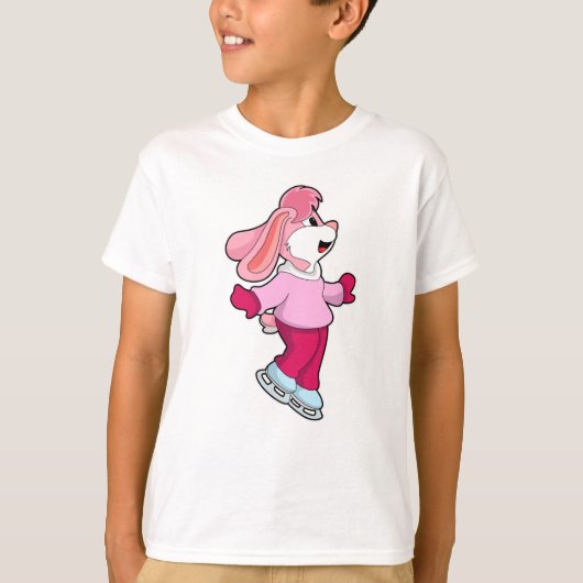 ラビットアットアイススケートで滑るとアイススケート Tシャツ (正面)