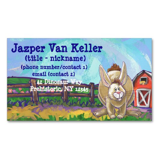 ラビットアニマルパレーズ書物 マグネット名刺 (正面)