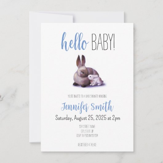 ラビットアンドバニーベビーシャワー招待状 招待状 (正面)