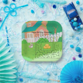 ラビットアンドヘイ誕生日迷路紙プレート 子供へ ペーパープレート (パーティー)