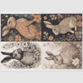 ラビットインラインアートコラージュ1デコページ紙 薄葉紙 (正面)