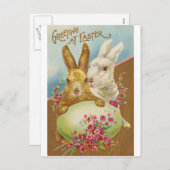 ラビットイースターグリーティングヴィンテージ シーズンポストカード (正面/裏面)