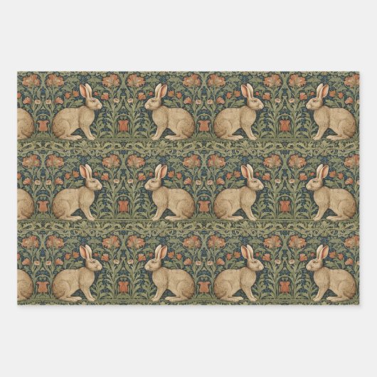 ラビットウィリアンインスパイアモリスラッピング紙 ラッピングペーパーシート (正面)