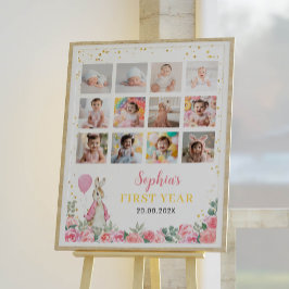 ラビットガール誕生日フォトマイルストーンポスター ポスター