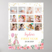 ラビットガール誕生日フォトマイルストーンポスター ポスター (正面)