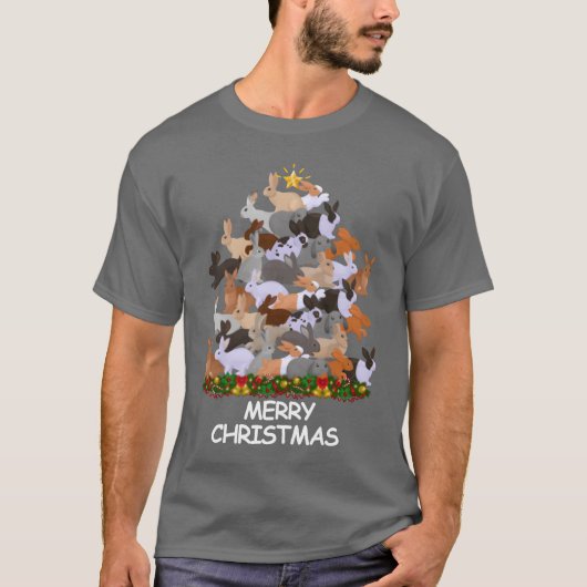ラビットクリスマスクリスマスメリークリスマスギフト Tシャツ (正面)