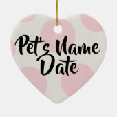 ラビットクリスマスバレンタインオーナメントメモリアルピンク セラミックオーナメント (裏面)