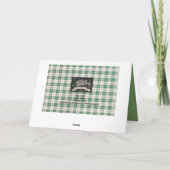 ラビットクリスマスホリデーグリーティンググリーンプレイドヘア カード (裏面)