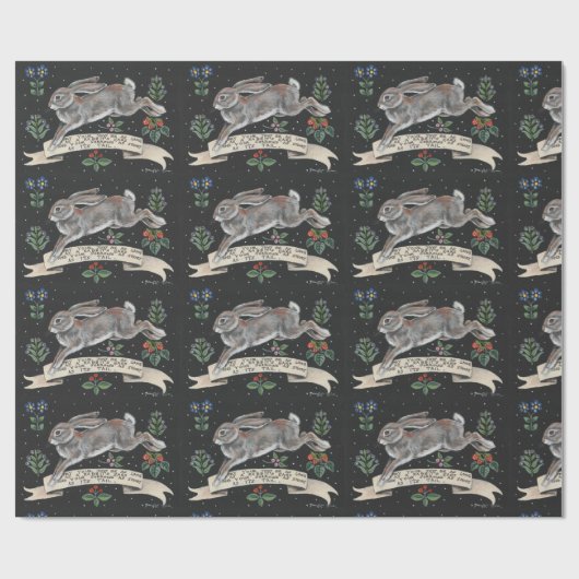 ラビットクリスマスホリデーグリーティングハレギフトラップ ラッピングペーパー (フラット)