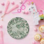 ラビットグリーンウッドランドバニー絵画ヘア ペーパープレート (パーティー)