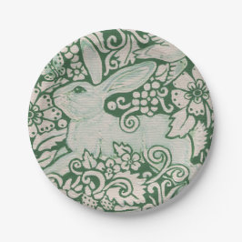 ラビットグリーンウッドランドバニー絵画ヘア ペーパープレート