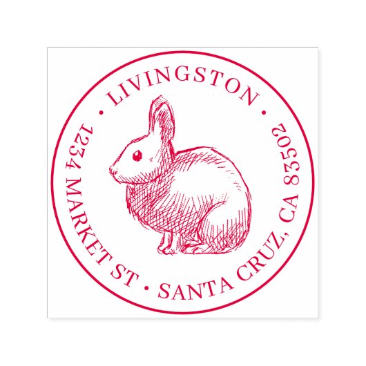 ラビットスケッチラウンドファミリー名&差出人住所 セルフインキングスタンプ (デザイン)