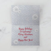 ラビットスノーフレークバニーシルバーグリッタークリスマス シーズンカード (内部)
