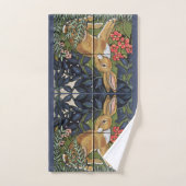 ラビットタペストリータイルフローラネイビーブルーハレデコール バスタオルセット (ハンドタオル)