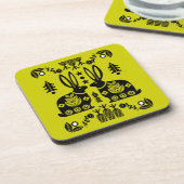 ラビットノルディックスカンジナビアフォークアート コースター (左側)