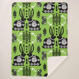 ラビットノルディックスカンジナビアフォークアート シェルパブランケット