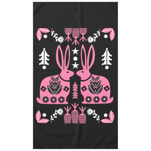 ラビットノルディックスカンジナビアフォークアート テーブルクロス (正面)