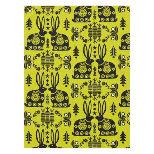 ラビットノルディックスカンジナビアフォークアート テーブルクロス (正面)