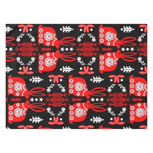 ラビットノルディックスカンジナビアフォークアート テーブルクロス (正面(横))