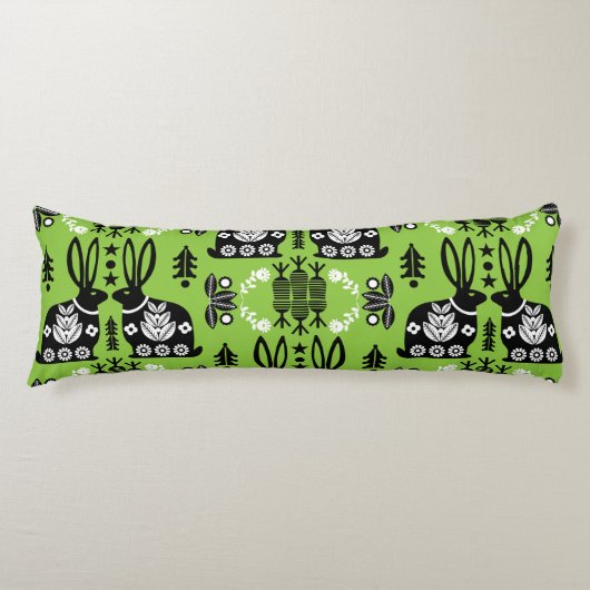 ラビットノルディックスカンジナビアフォークアート ボディピロー (正面)