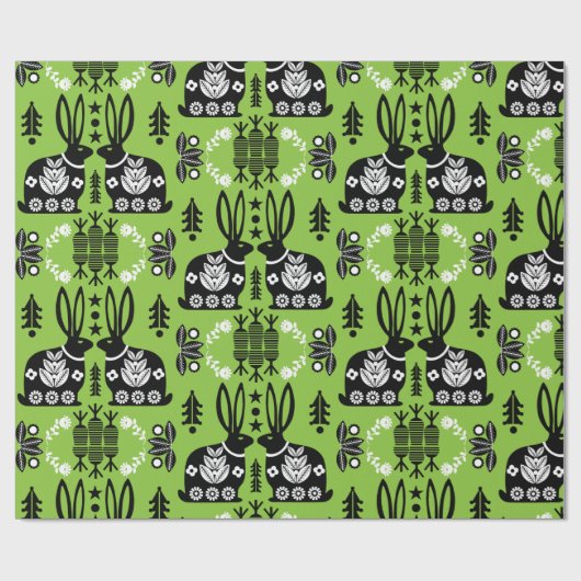 ラビットノルディックスカンジナビアフォークアート ラッピングペーパー (フラット)
