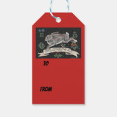 ラビットハレクリスマスホリデーグリーティングラベルレッド ギフトタグ (裏面)