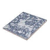 ラビットハレデニムブルーボタニカルデダムデルフト タイル (側面)