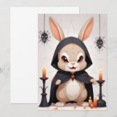 ラビットハロウィーンかわいい可愛いおもしろい動物魔法 招待状 (正面/裏面)