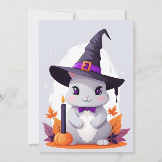ラビットハロウィーンかわいい可愛いおもしろい動物魔法 招待状 (正面)