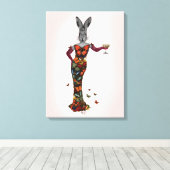 ラビットバタフライドレス キャンバスプリント (インサイチュ (ウッドフロア))