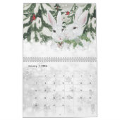 ラビットバニーキュート自然ウッドランドアートの年 カレンダー (1月 2024)