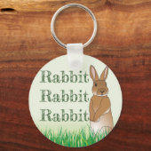 ラビットバニーグッドラックタイポグラフィグリーンイースター キーホルダー (正面)