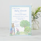 ラビットバニーグリーンリーブルーベビーシャワー 招待状 (スタンド正面)