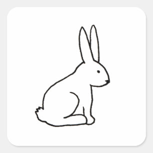ラビットバニーシンプルおもしろいグラフィック記号ロゴアート スクエアシール