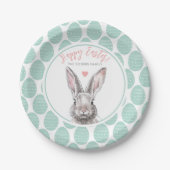 ラビットバニーハッピーイースターアニマルアートキュートパステル ペーパープレート (正面)