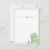 ラビットバニーブルーベビーシャワー サンキューカード (裏面)