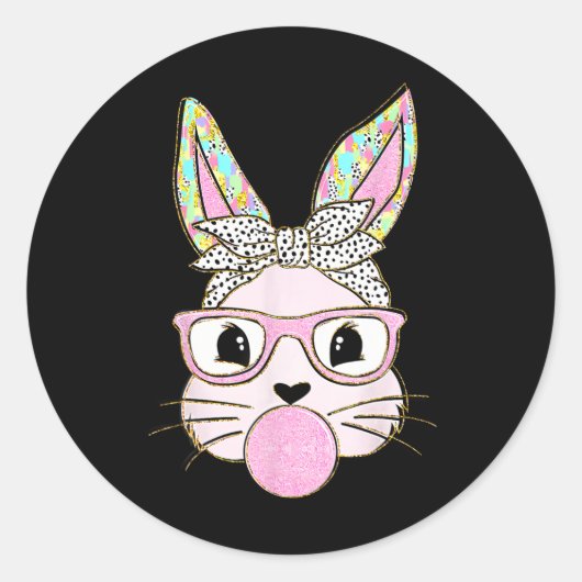 ラビットバニー吹のバブルガムイースターデイかわいい ラウンドシール (正面)