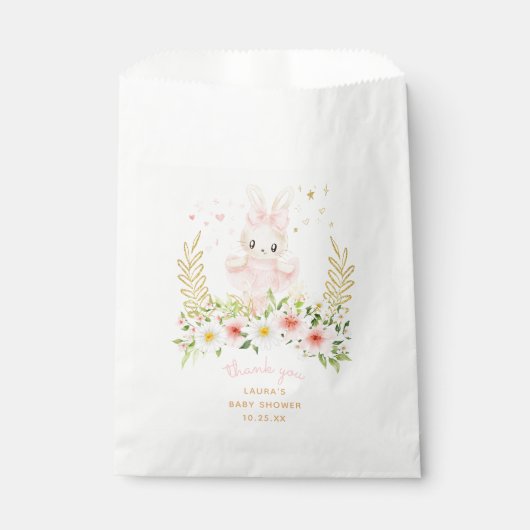 ラビットバレリーナバニーガールベイビーシャワーありがとう フェイバーバッグ (正面)
