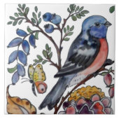 ラビットバードジャコビーンフローラタイル壁画8pc L行1 タイル (正面)