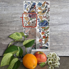 ラビットバードジャコビーンフローラタイル壁画8pc L行2 タイル