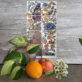 ラビットバードジャコビーンフローラタイル壁画8pc L行4 タイル