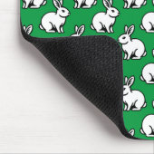 ラビットパターン – ケリーグリーン付き白黒 マウスパッド (コーナー)