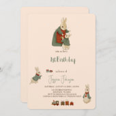 ラビットピーターのクリスマス1st誕生日招待状 招待状 (正面/裏面)