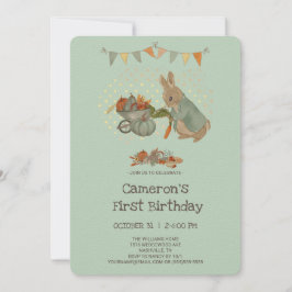 ラビットピーター秋子供の誕生日招待状 招待状