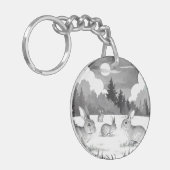 ラビットファミリーラウンドアクリルキーチェーン キーホルダー (正面左)