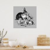 ラビットファミリー – アーカイブプリント ポスター (キッチン)