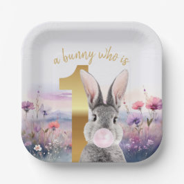 ラビットファースト誕生日吹ズピンクガム ペーパープレート