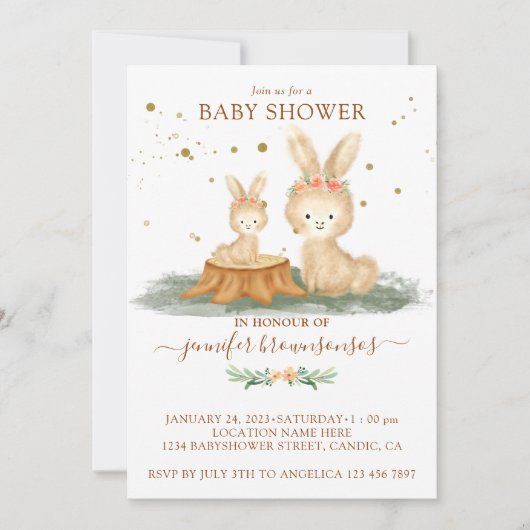 ラビットファーファミリーモミーベビー 招待状 (正面)