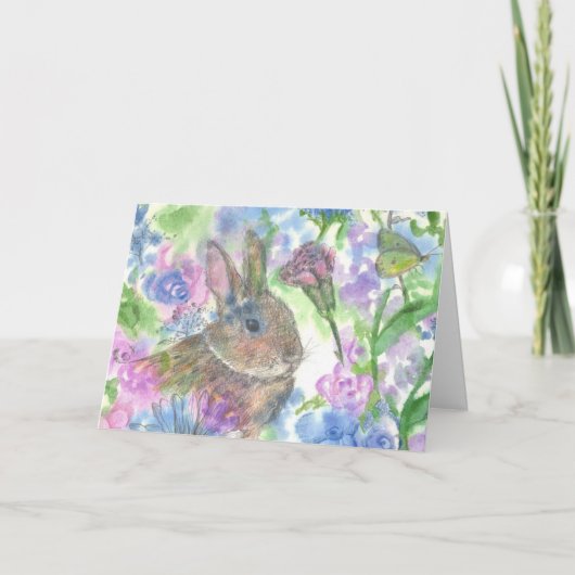 ラビットフラワーガーデンハッピーイースター シーズンカード (正面)
