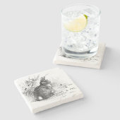 ラビットブラシヴィンテージブラッククリーム ストーンコースター (横)